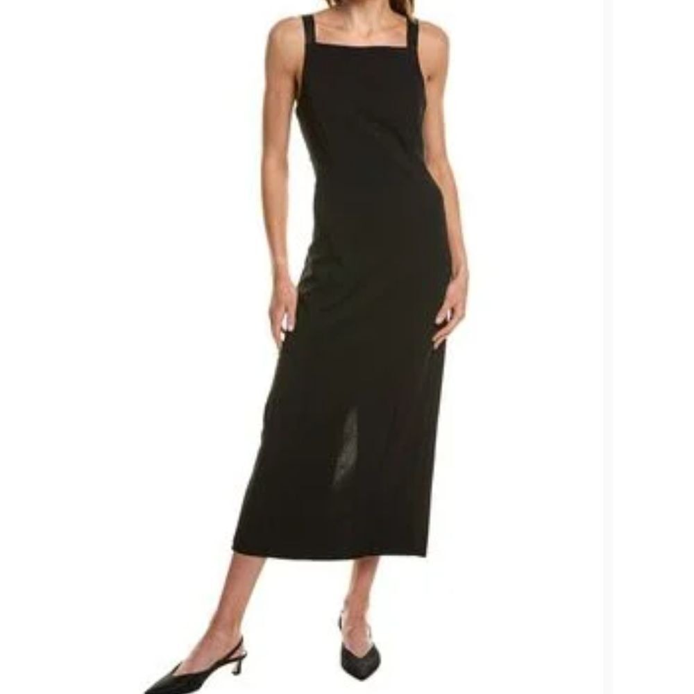 Isaac‎ Mizrahi New York Black Square Neck Midi Dress Satin Bow Back Sz XL NWT